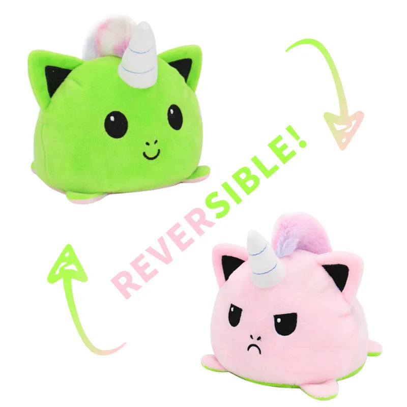 KTX-545747 Reversible Plush Cat Doll Toy, Double-Sided Stuffed Animal for All Ages, 11-30CM