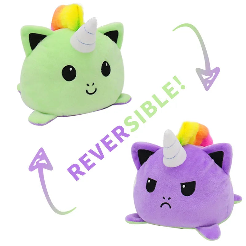 KTX-545747 Reversible Plush Cat Doll Toy, Double-Sided Stuffed Animal for All Ages, 11-30CM