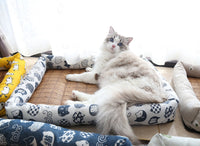 HKM-545939 Summer Rattan Cat Litter Mat - Multi-Color, Square Design with Non-Slip Bottom