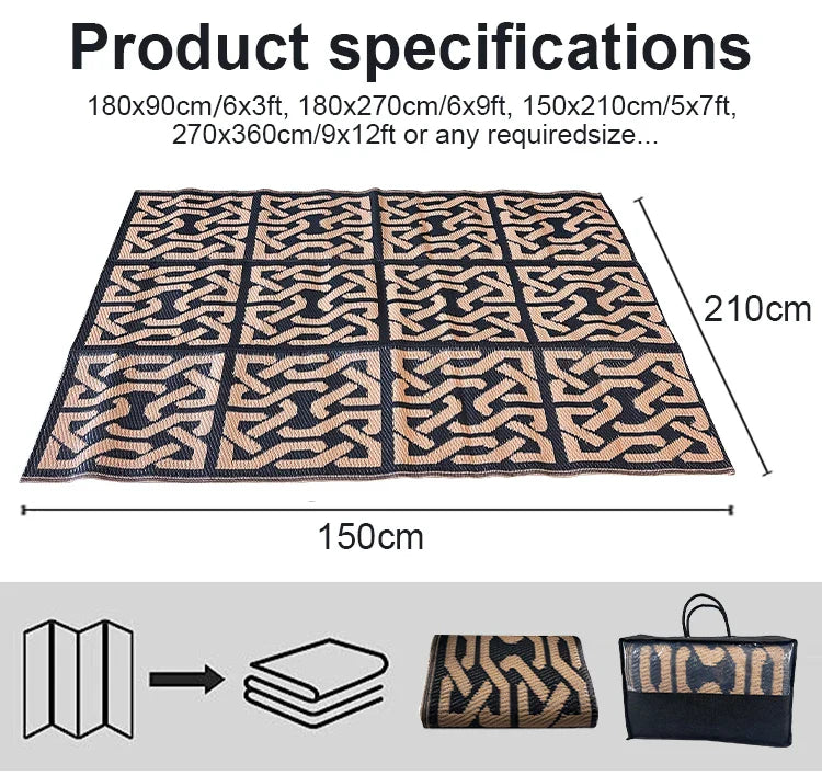 KTX-546003 Hand Woven Recycled Plastic Flat Weave Outdoor Rug - Large Polypropylene Floor Mat