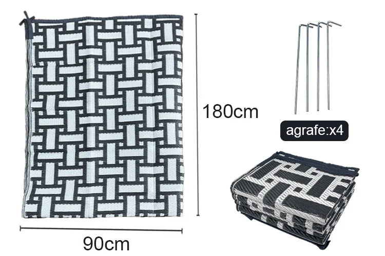 KTX-546003 Hand Woven Recycled Plastic Flat Weave Outdoor Rug - Large Polypropylene Floor Mat