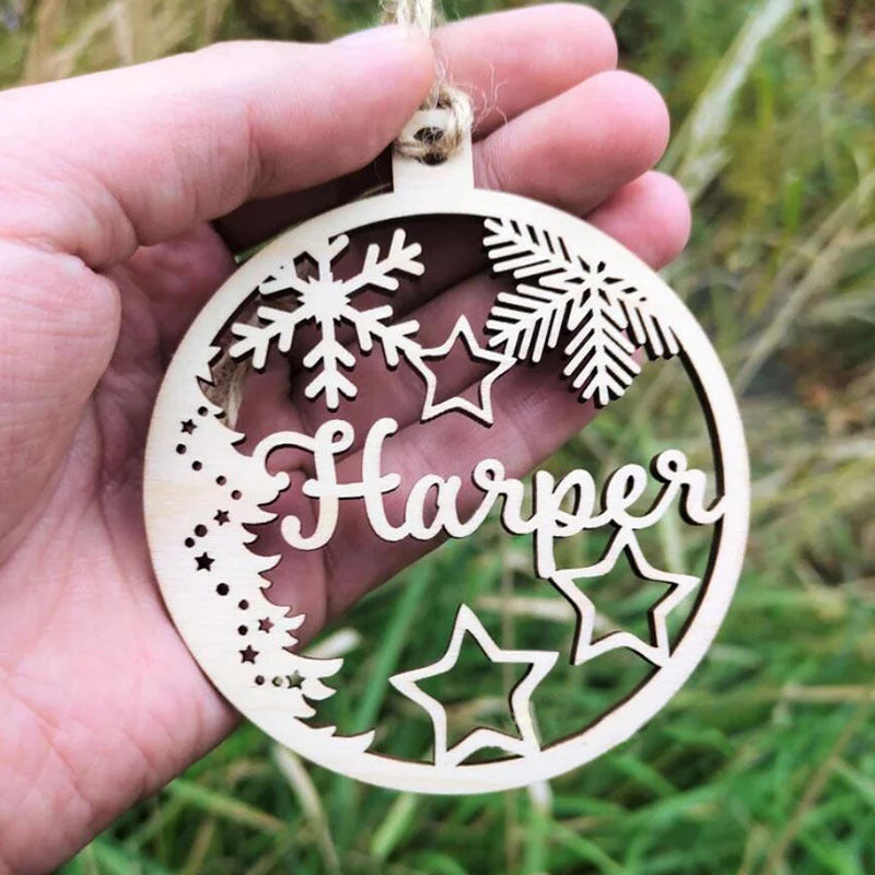 HKM-546451 Wooden Snowflake Christmas Tree Ornament - Modern Simple Design Pendant