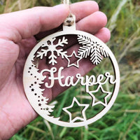 HKM-546451 Wooden Snowflake Christmas Tree Ornament - Modern Simple Design Pendant