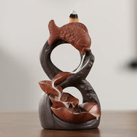 HKM-546579 Creative Indian Elephant God Backflow Incense Burner in Sandalwood for Home Décor