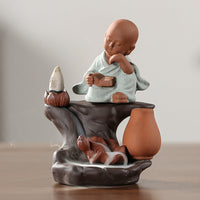 HKM-546579 Creative Indian Elephant God Backflow Incense Burner in Sandalwood for Home Décor