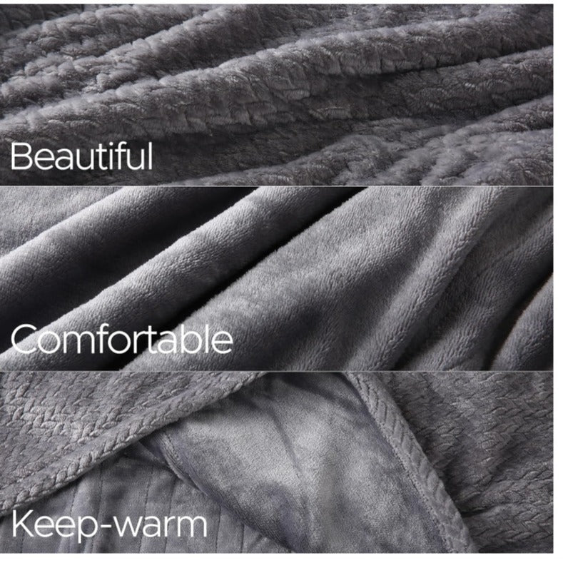 HKM-546643 Double Adjustable Electric Blanket with Hot Compress – Multiple Sizes Available in Light Gray