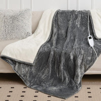 HKM-546643 Double Adjustable Electric Blanket with Hot Compress – Multiple Sizes Available in Light Gray