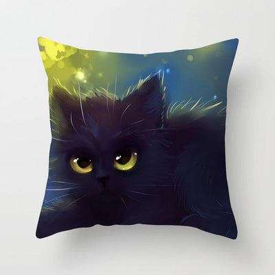 HKM-546771 Cartoon Cat Peach Skin Fabric Throw Pillowcase - 45x45cm Animal Design