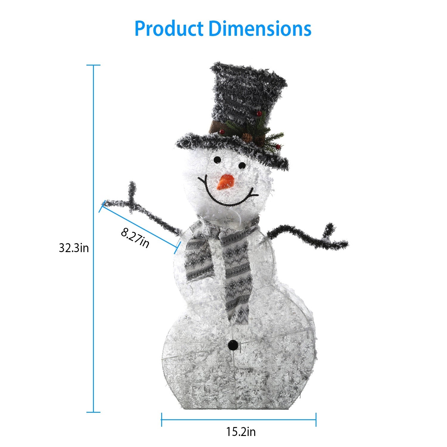 HKM-546771 Collapsible LED Christmas Snowman Decoration Light with Removable Scarf and Hands for Indoor and Outdoor Use
