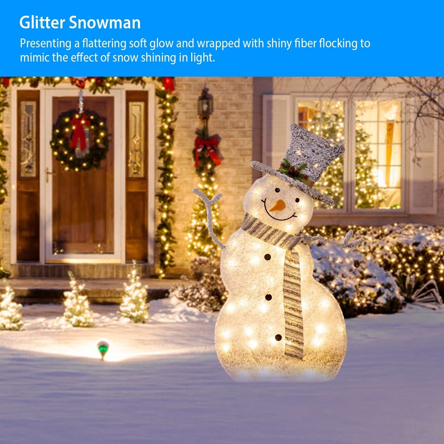 HKM-546771 Collapsible LED Christmas Snowman Decoration Light with Removable Scarf and Hands for Indoor and Outdoor Use
