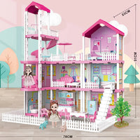 HKM-546899 3D DIY Miniature Dollhouse with 3 Floors and Furniture Model for Creative Kids Ages 6 and Up