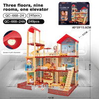 HKM-546899 3D DIY Miniature Dollhouse with 3 Floors and Furniture Model for Creative Kids Ages 6 and Up