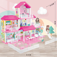 HKM-546899 3D DIY Miniature Dollhouse with 3 Floors and Furniture Model for Creative Kids Ages 6 and Up