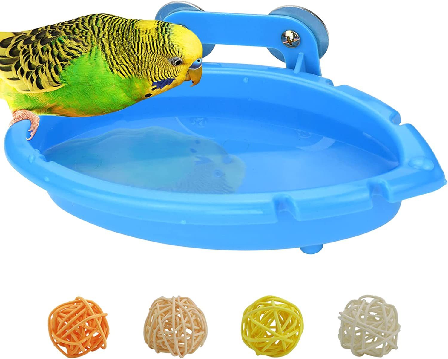 HKM-546899 Multifunctional Bird Bath Feeder with Rattan Balls and Extra Accessories