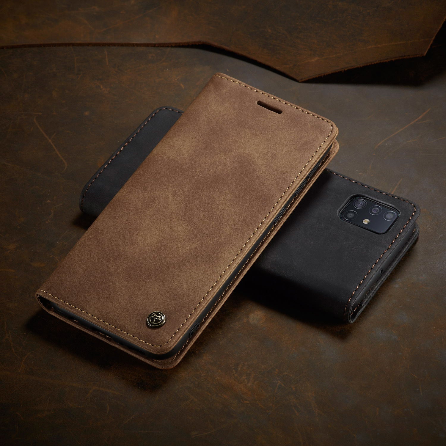 HKM-546899 Retro Magnetic Leather Flip Case with Anti-Scratch Protection for Mobile Phones