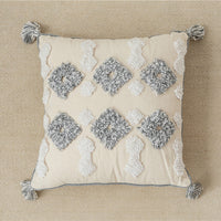 HKM-547027 Cotton Canvas Tassel Square Pillow Cover for Cozy Home Decor