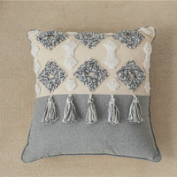 HKM-547027 Cotton Canvas Tassel Square Pillow Cover for Cozy Home Decor