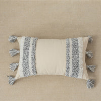 HKM-547027 Cotton Canvas Tassel Square Pillow Cover for Cozy Home Decor