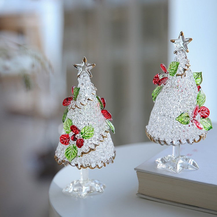 HKM-547091 Handmade Glass Red Flower Christmas Tree Decoration for Office Desk