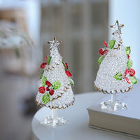HKM-547091 Handmade Glass Red Flower Christmas Tree Decoration for Office Desk