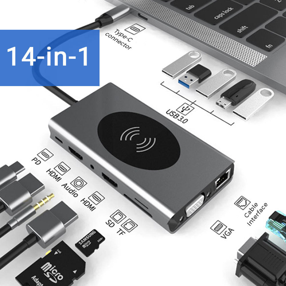 HKM-547155 4K Type-C Notebook Hub Docking Station with USB and Card Reader Support