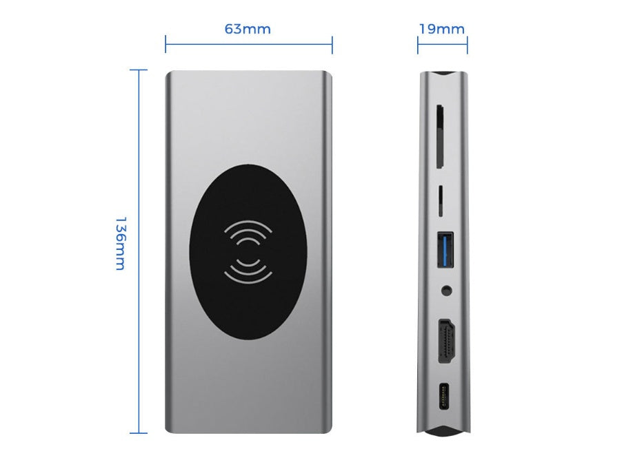 HKM-547155 4K Type-C Notebook Hub Docking Station with USB and Card Reader Support