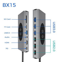 HKM-547155 4K Type-C Notebook Hub Docking Station with USB and Card Reader Support