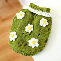 HKM-547219 Cozy Jacquard Sweater for Cats and Dogs in Green and Pink Flower Patterns