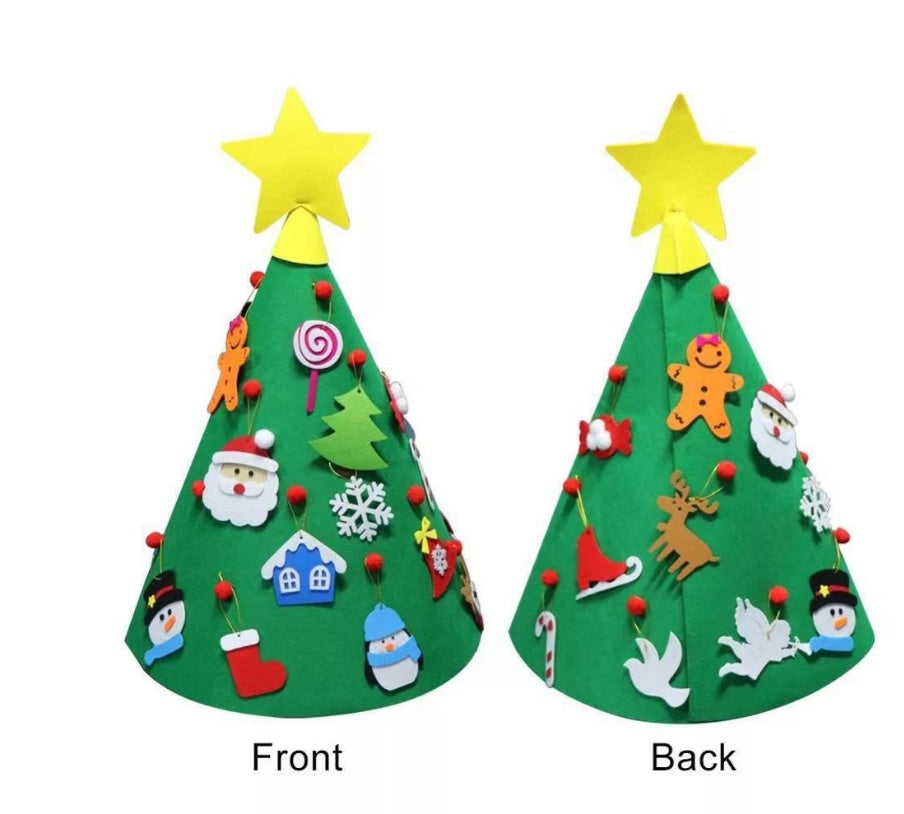 HKM-547411 Handmade Felt Christmas Tree Pendant for Kids - 3D DIY Puzzle Decor