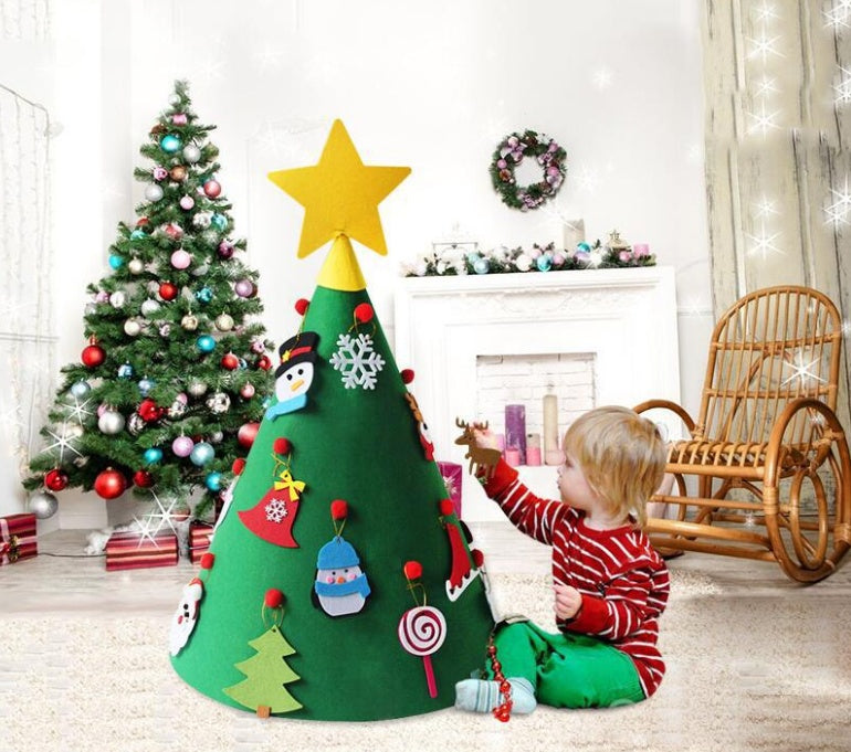 HKM-547411 Handmade Felt Christmas Tree Pendant for Kids - 3D DIY Puzzle Decor