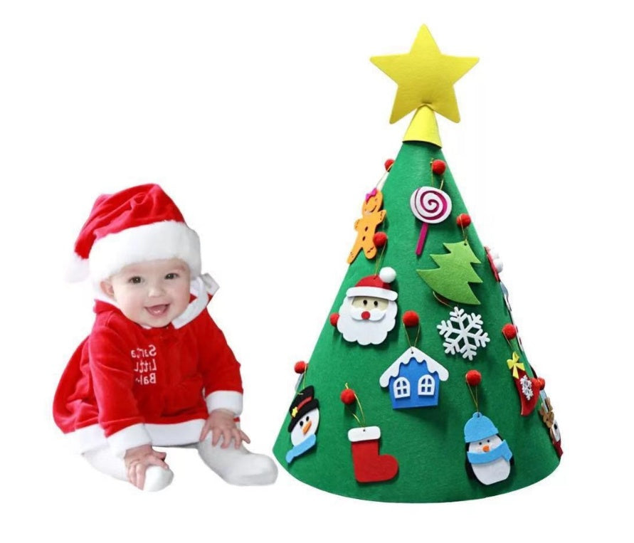 HKM-547411 Handmade Felt Christmas Tree Pendant for Kids - 3D DIY Puzzle Decor