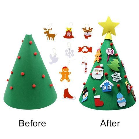 HKM-547411 Handmade Felt Christmas Tree Pendant for Kids - 3D DIY Puzzle Decor