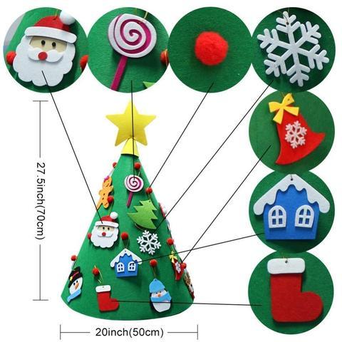 HKM-547411 Handmade Felt Christmas Tree Pendant for Kids - 3D DIY Puzzle Decor