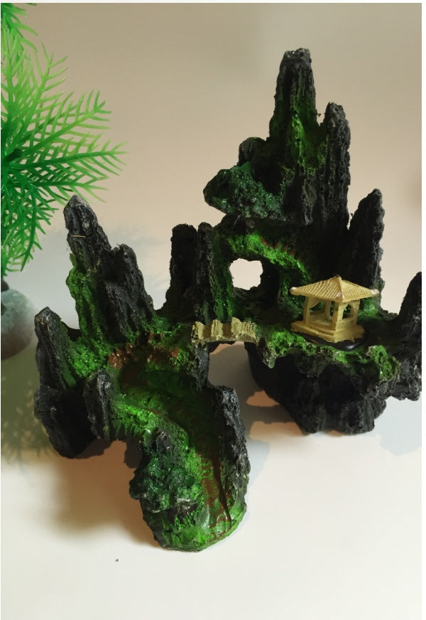 HKM-547475 Realistic Synthetic Resin Rockery Decoration for Aquariums - 15x11x14cm, 24.5x8x17cm Options Available