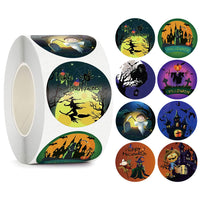 HKM-547667 Happy Halloween Children's Toy Animal Sticker Labels - 500 Rolls, 1.5 Inches, Round Paper Design