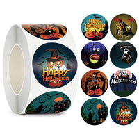 HKM-547667 Happy Halloween Children's Toy Animal Sticker Labels - 500 Rolls, 1.5 Inches, Round Paper Design