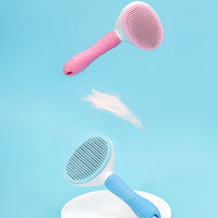HKM-547731 Self-Cleaning Cat Comb with Fine Needle Stainless Steel - Compact and Ergonomic Design, Blue/Pink/Grey Options