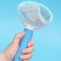 HKM-547731 Self-Cleaning Cat Comb with Fine Needle Stainless Steel - Compact and Ergonomic Design, Blue/Pink/Grey Options