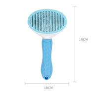 HKM-547731 Self-Cleaning Cat Comb with Fine Needle Stainless Steel - Compact and Ergonomic Design, Blue/Pink/Grey Options