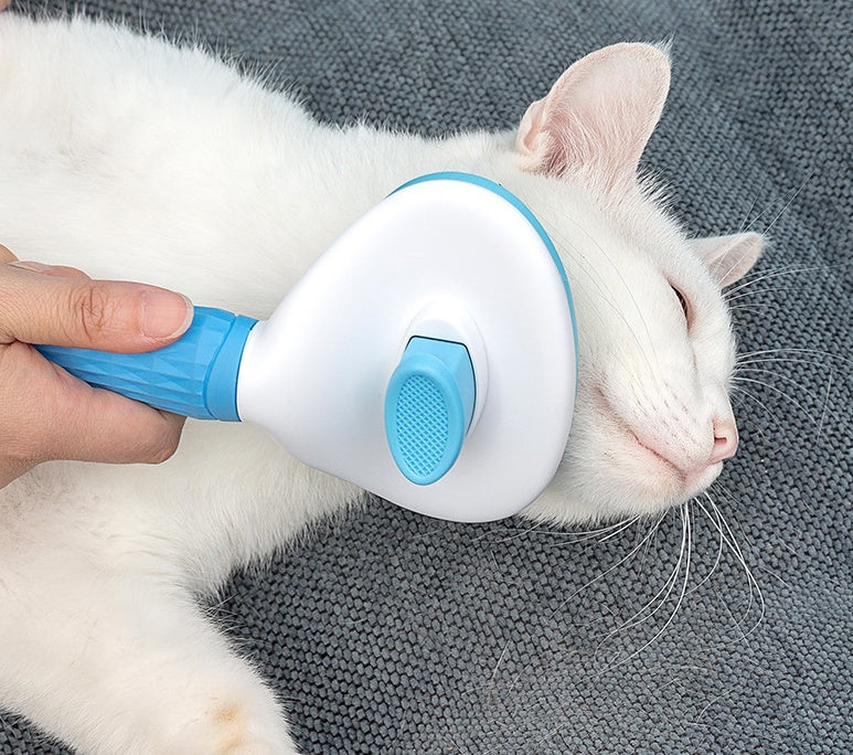 HKM-547731 Self-Cleaning Cat Comb with Fine Needle Stainless Steel - Compact and Ergonomic Design, Blue/Pink/Grey Options