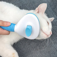 HKM-547731 Self-Cleaning Cat Comb with Fine Needle Stainless Steel - Compact and Ergonomic Design, Blue/Pink/Grey Options
