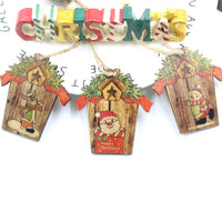 HKM-547923 Wooden House Shape Christmas Elk Pendant - Set of 3 Hanging Ornaments for Festive Home Decor