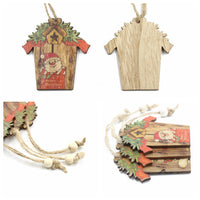 HKM-547923 Wooden House Shape Christmas Elk Pendant - Set of 3 Hanging Ornaments for Festive Home Decor