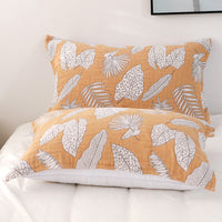 HKM-548115 Nordic Style Cotton Pillow Towels in Leaf Patterns - Available in Yellow and Blue