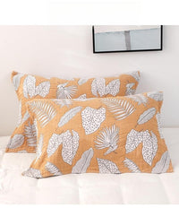 HKM-548115 Nordic Style Cotton Pillow Towels in Leaf Patterns - Available in Yellow and Blue
