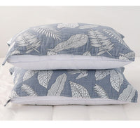 HKM-548115 Nordic Style Cotton Pillow Towels in Leaf Patterns - Available in Yellow and Blue