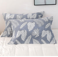 HKM-548115 Nordic Style Cotton Pillow Towels in Leaf Patterns - Available in Yellow and Blue