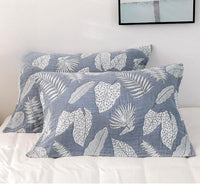 HKM-548115 Nordic Style Cotton Pillow Towels in Leaf Patterns - Available in Yellow and Blue