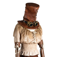 HKM-548243 Vintage Steampunk Top Hat in Brown PU Leather for Adults
