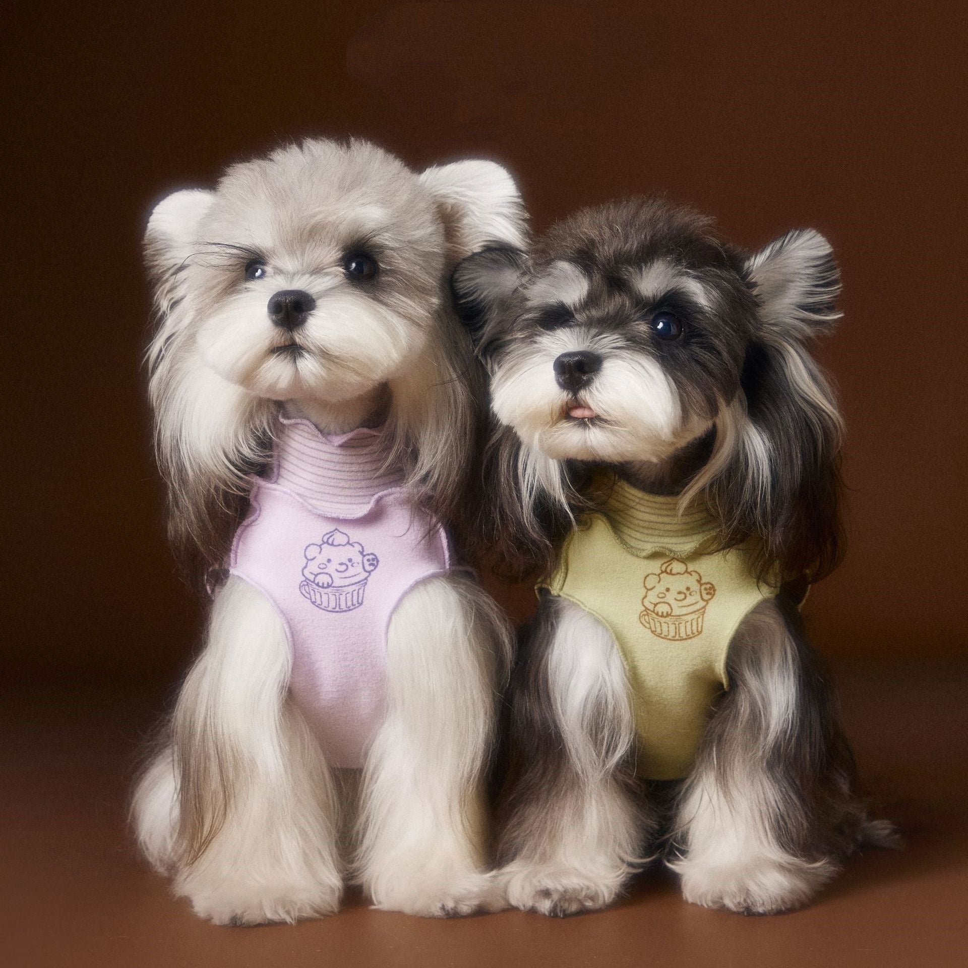 HKM-548435 Double-Sided Striped Lace Sleeveless Tank Top for Pets in Purple, Green, Beige - Casual Style, Various Sizes Available